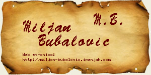 Miljan Bubalović vizit kartica